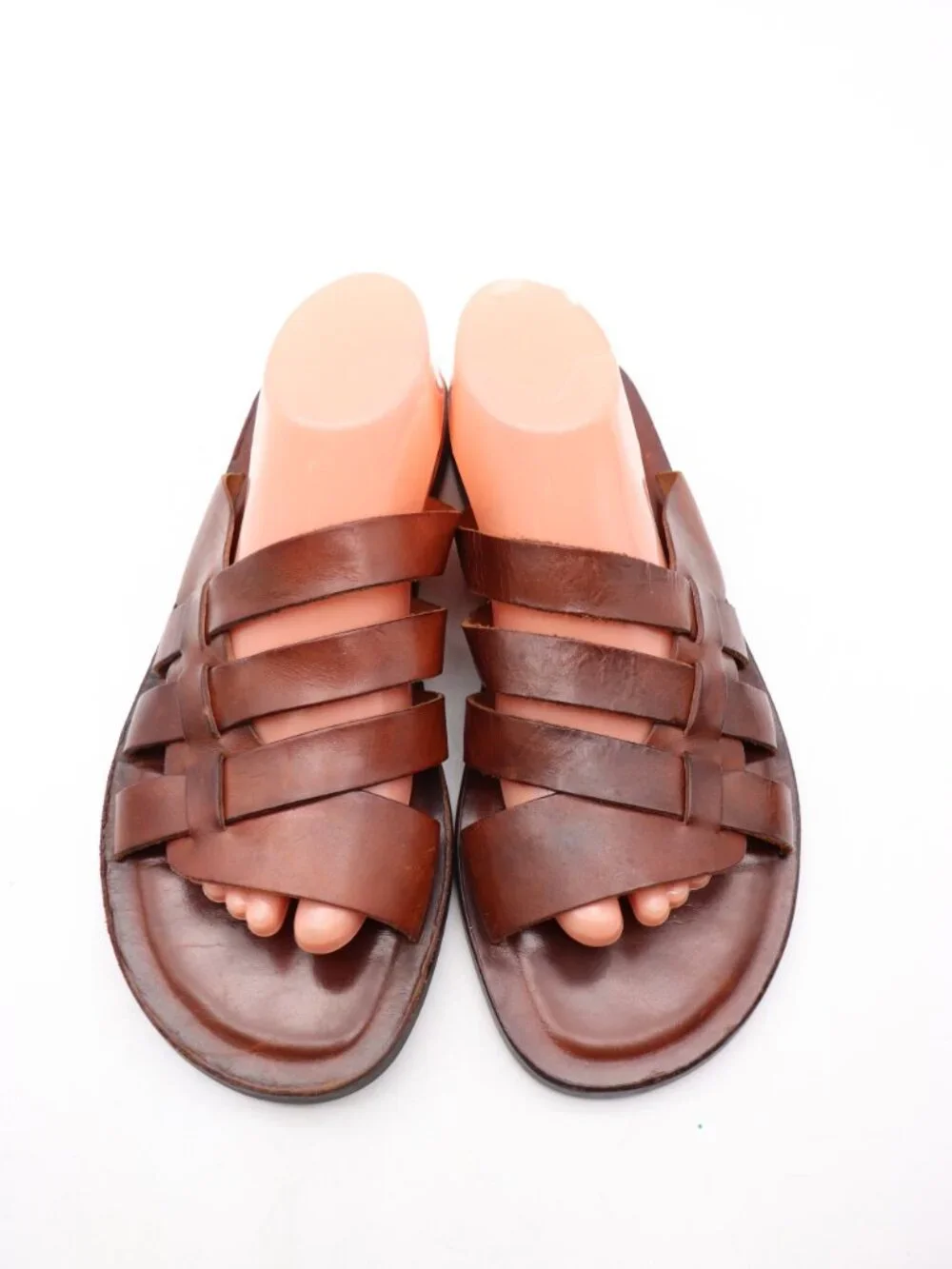 To Boot New York Sandals Men's Size 9 Brown Leather Slide Fisherman Italy